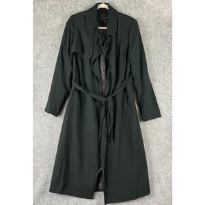 Banana Republic Factory Trench Coat Womens Medium Black Minimal Preppy Capsule
